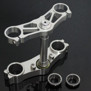 Triple Clamp Set, CNC Silver, NC35 Forks to fit MC28