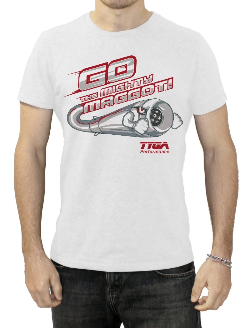 Tyga T shirt, Go the Mighty Maggot, White, XXL