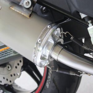 Silencer, Stainless, Oval/Carbon End Cap, Spring Mount, Kawa Z125, No Fittings