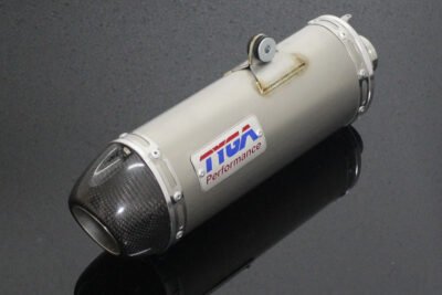 Silencer, Stainless, Oval/Carbon End Cap, Spring Mount, Kawa Z125, No Fittings